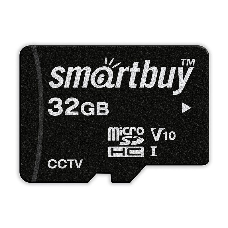 Карта памяти SmartBuy MicroSDHC 32GB UHS-1, Class 10, скорость чтения 95Мб/сек, для видеонаблюдения (с адаптером SD)