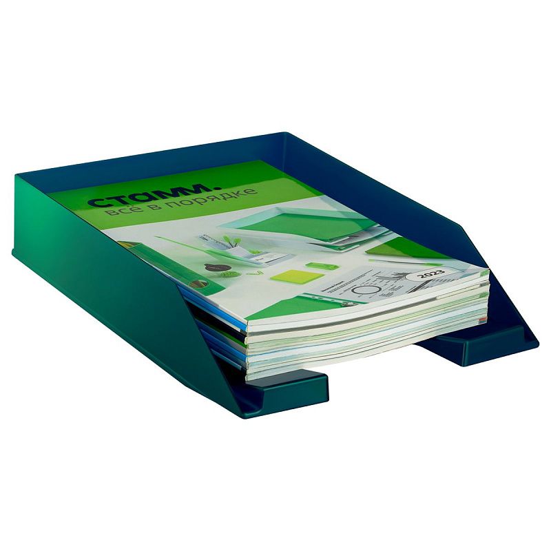 Лоток для бумаг горизонтальный СТАММ "Фаворит", зеленый хамелеон