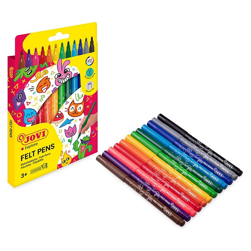 Фломастеры JOVI, 12цв., смываемые, картон, европодвес