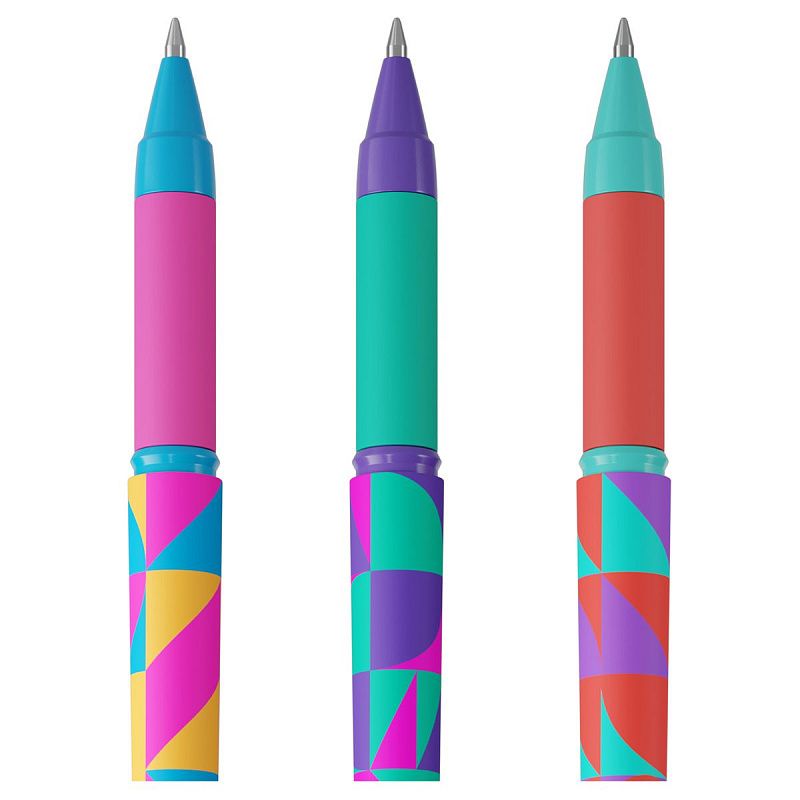 Ручка шариковая Berlingo "Neonometry" синяя, 0,7мм, грип, рисунок на корпусе, ассорти 