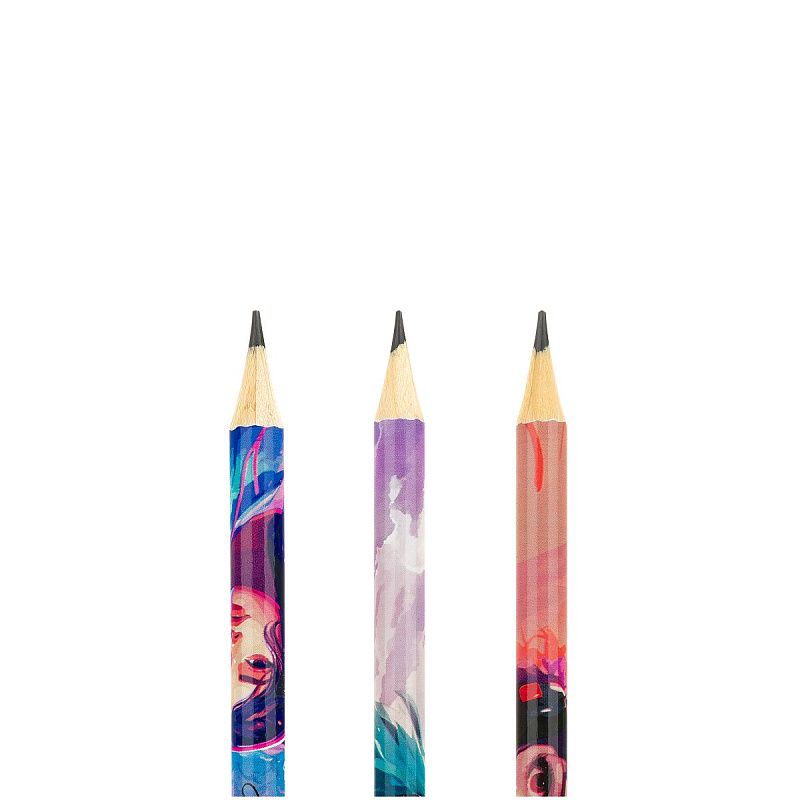 Карандаш ч/г MESHU "Girls and music", HB, заточен., с печатью, с ластиком, ассорти, туба 