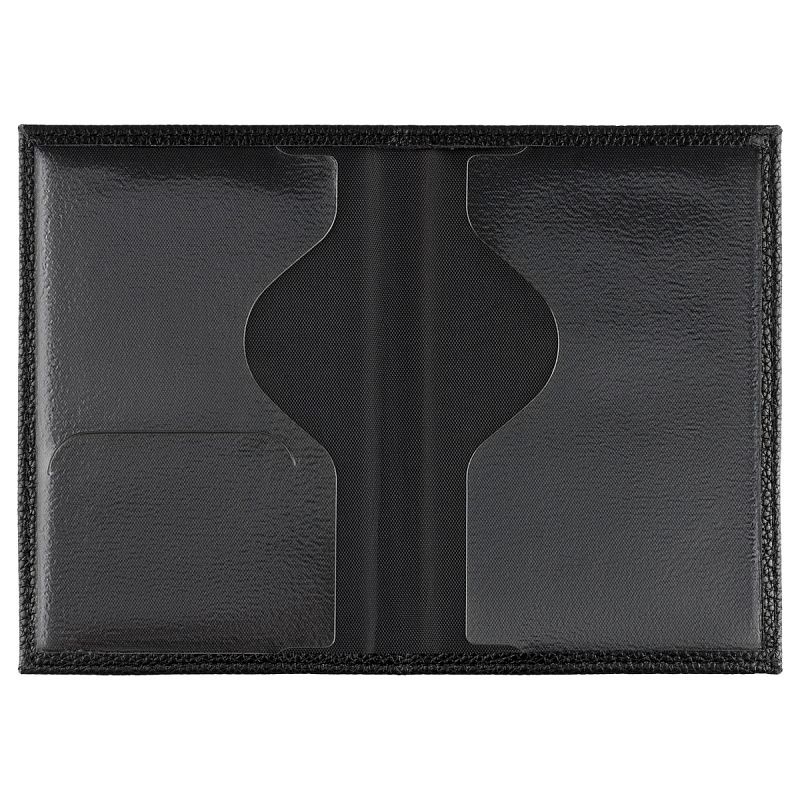 Обложка для паспорта OfficeSpace экокожа, текстура Флоттер зерно, тиснение "Герб", подклад текстиль, черный 