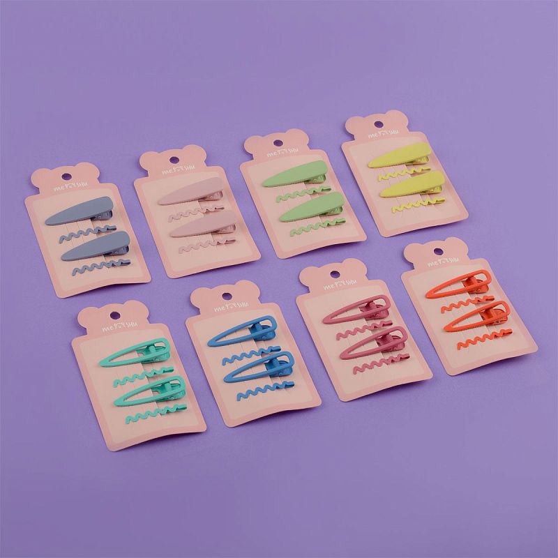 Заколки для волос MESHU, прищепка и невидимка, ассорти, 4шт.,4/5см, европодвес