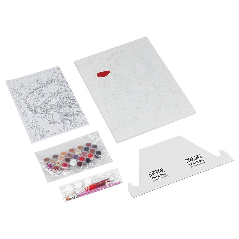 Картина по номерам на холсте с глиттером ТРИ СОВЫ "Девушка с бокалом", 30*40, с акриловыми красками и кистями