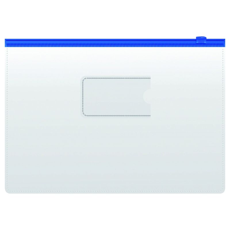 Папка-конверт на zip-молнии СТАММ А4, ПВХ, 120мкм, прозрачная, цветная молния, карман, ассорти 