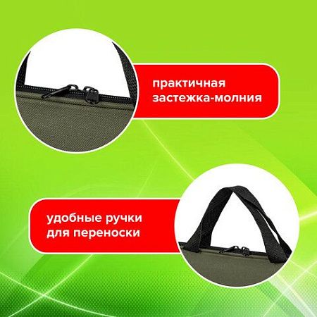 Папка на молнии с ручками STAFF EVERYDAY, А4, полиэстер, хаки, 270737 