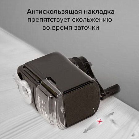 Точилка механическая BRAUBERG "STYLE", для ч/гр и цветных карандашей (в том числе утолщенных), крепление к столу, корпус черный, 228482 