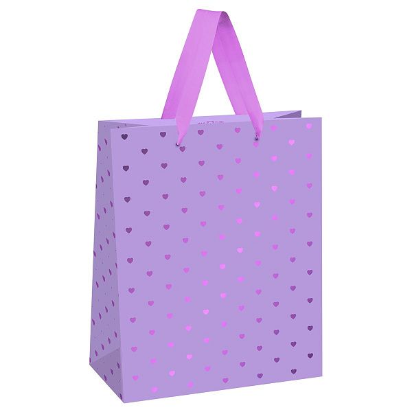 Пакет подарочный 18*23*10см MESHU "Hearts pattern", фольга, матовая ламинация