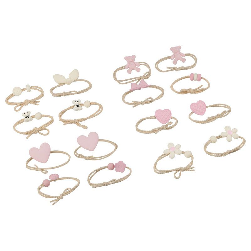 Резинки для волос MESHU,  тонкие с топперами, ассорти, 4шт., европодвес