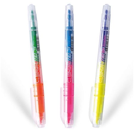 Набор текстовыделителей двухсторонних Crown "Multi Hi-Lighter Twin" 3шт., 06цв., 3/2мм, блистер 