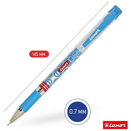 Ручка шариковая Luxor "Uniflo" синяя, 0,7мм, грип 