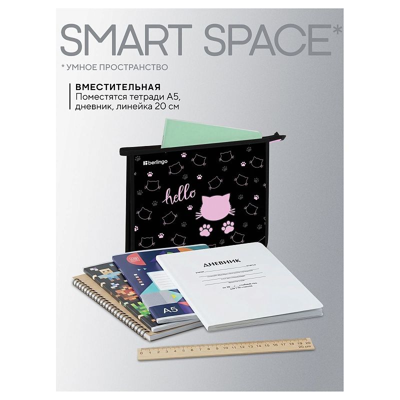 Папка для тетрадей 1 отделение, А5 Berlingo "Royal Kitty", 240*205*40мм, пластик, на молнии 