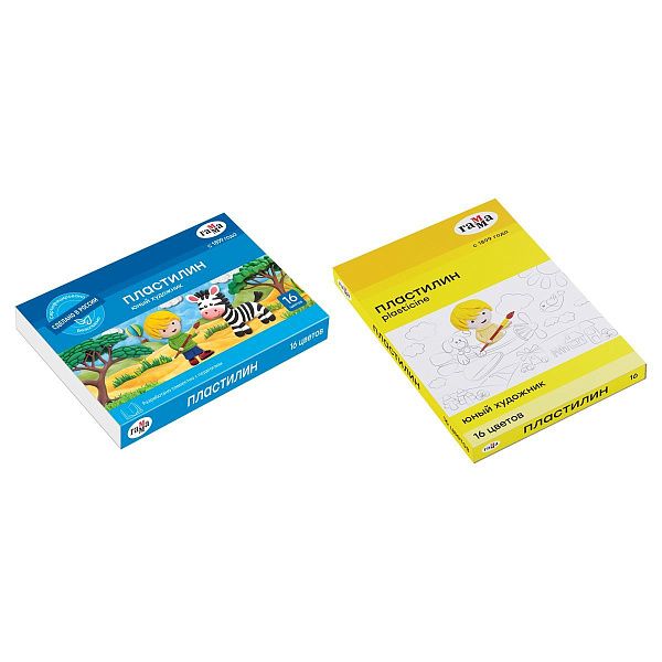 Пластилин Гамма "Юный художник" NEW, 16 цветов, 224г, со стеком, картон. упаковка