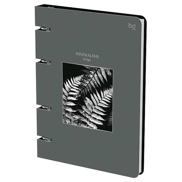 Тетрадь на кольцах А5, 120л., BG "Minimalism plants", картон, матовая ламинация, тиснение фольгой