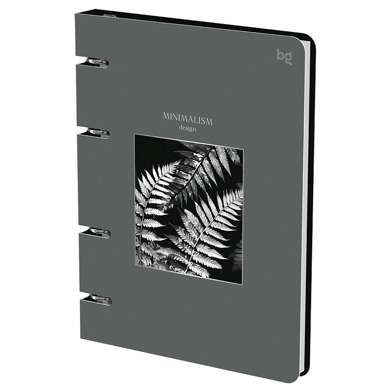 Тетрадь на кольцах А5, 120л., BG "Minimalism plants", картон, матовая ламинация, тиснение фольгой
