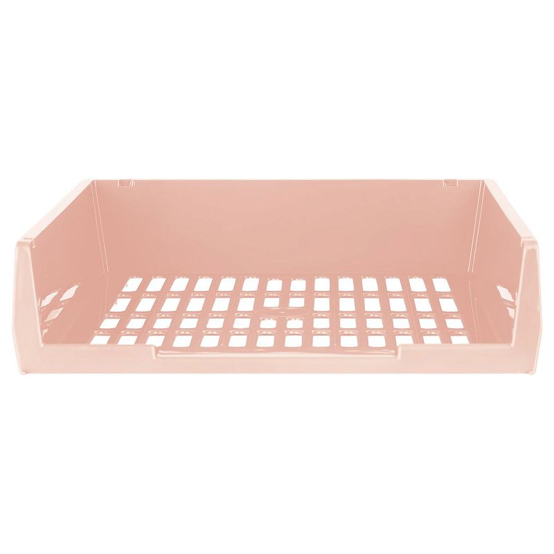 Лоток для бумаг горизонтальный СТАММ "Респект", сетчатый, розовый