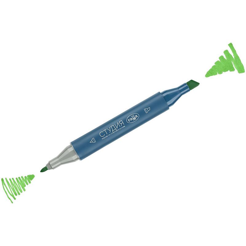 Маркер двусторонний для скетчинга Гамма "Студия", зеленый чай, корпус трехгранный, пулевид./клиновид. наконечники