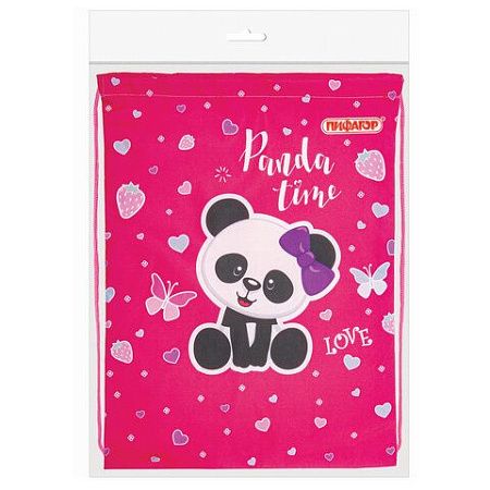 Мешок для обуви ПИФАГОР, 1 отделение, 42х34 см, "Panda time", 271601 