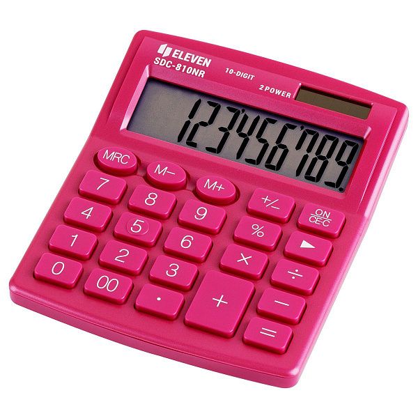 Калькулятор настольный Eleven SDC-810NR-PK, 10 разрядов, двойное питание, 127*105*21мм, розовый