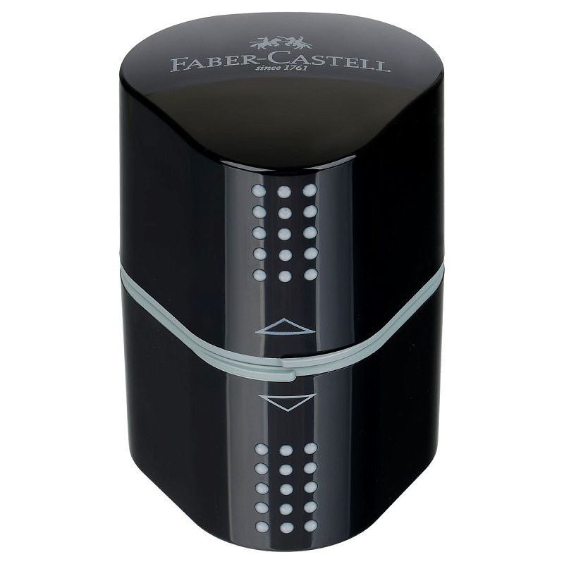 Точилка пластиковая Faber-Castell "Trio Grip 2001" 3 отверстия, 2 контейнера, черная