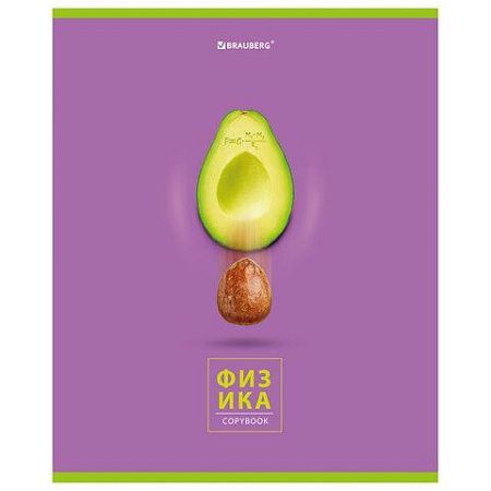 Тетрадь предметная "AVOCADO" 48 л., глянцевый лак, ФИЗИКА, клетка, BRAUBERG, 404283
