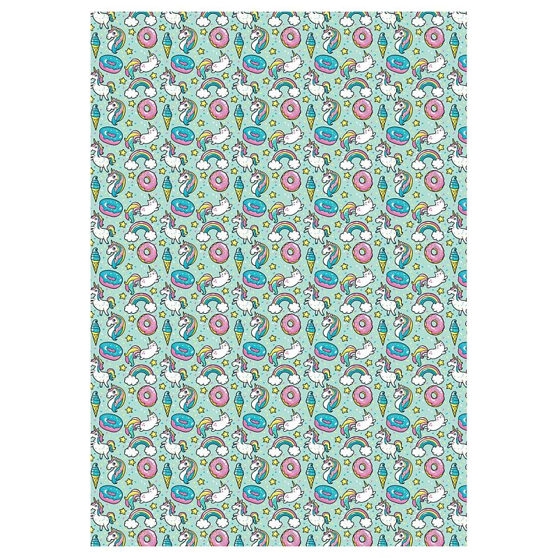 Упаковочная бумага глянц. 70*100см, MESHU "Unicorn", 80 г/м2, ассорти, 4 дизайна