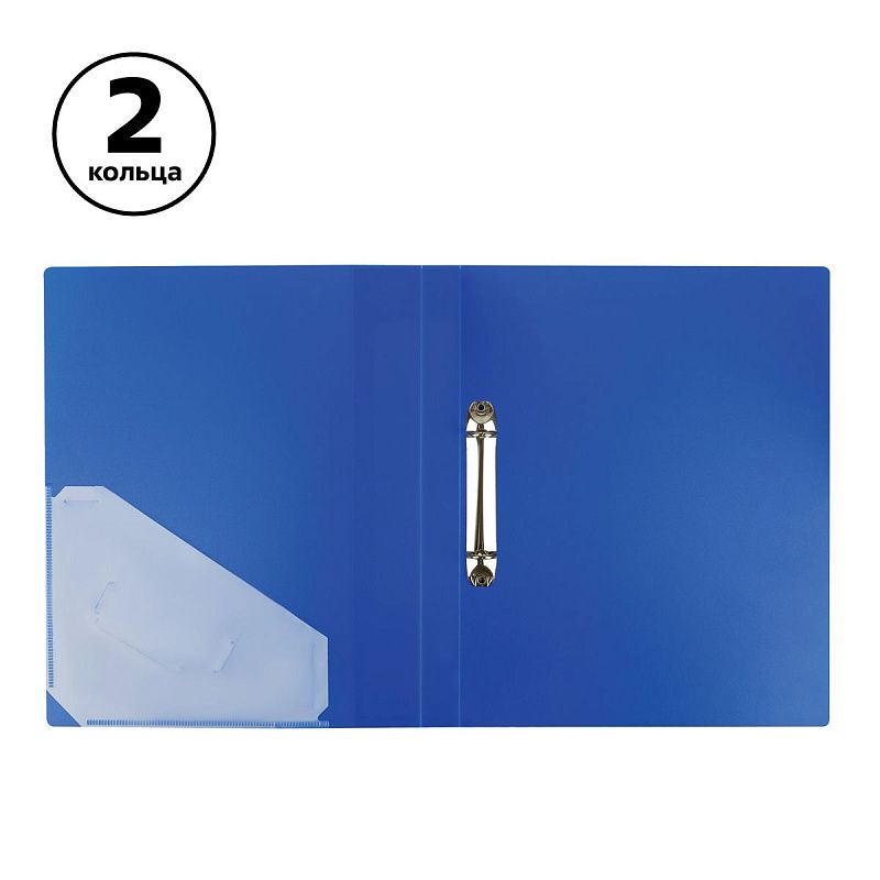 Папка на 2 кольцах СТАММ "Стандарт" А4, 25мм, 700мкм, пластик, синяя 