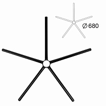 Пятилучие для кресла, металлическое, нагрузка до 120 кг, диаметр 680 мм, сборное, черное, 1734024