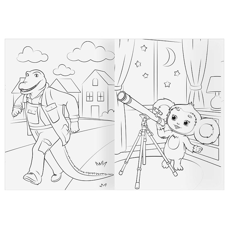 Раскраска А4, 16 стр., ТРИ СОВЫ "Чебурашка-2"