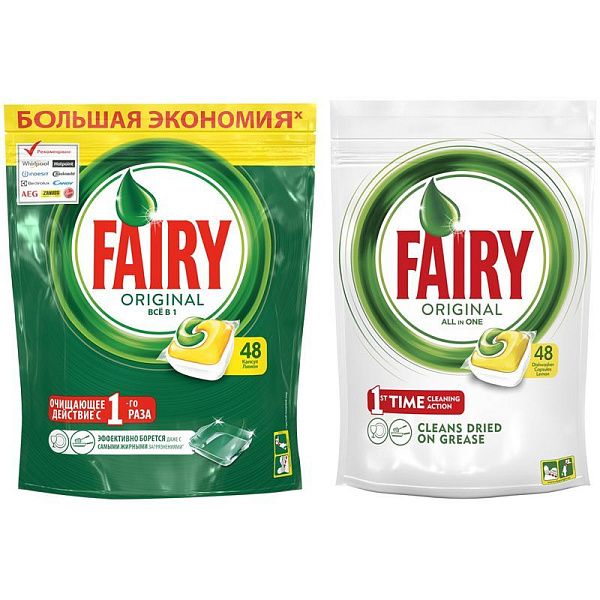 Капсулы для посудомоечной машины Fairy "All in 1. Лимон", 48шт. 