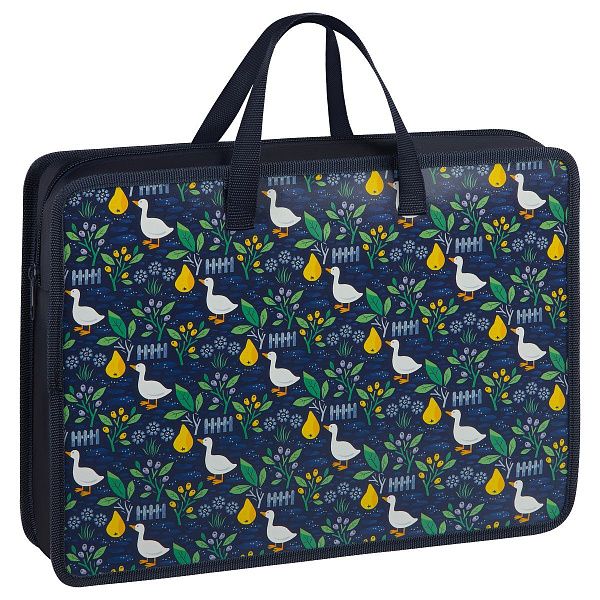 Папка с ручками А4 ArtSpace "Geese on blue", пластик, на молнии, 70мм