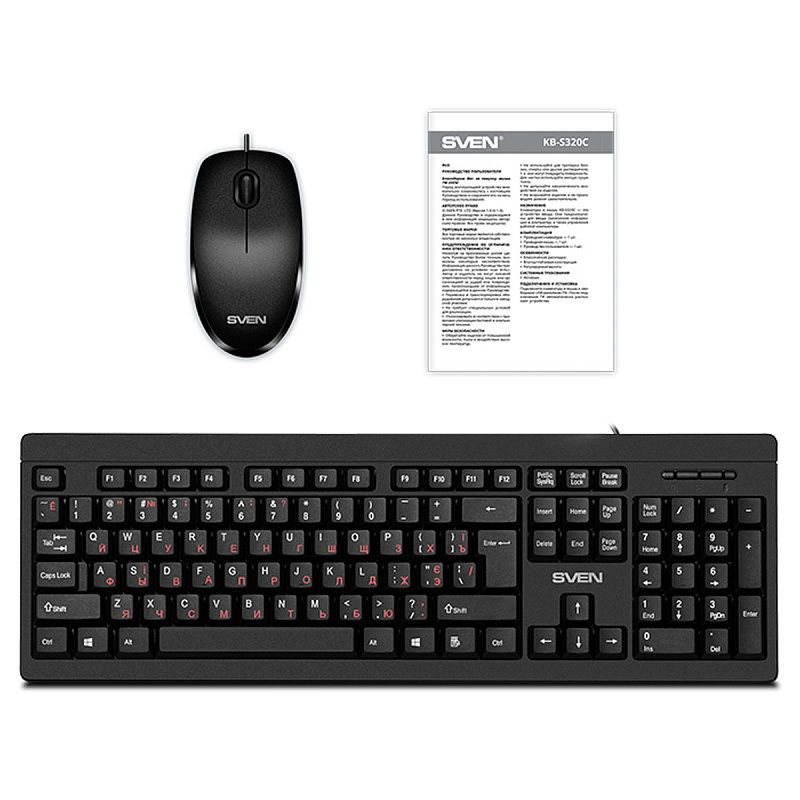 Комплект клавиатура + мышь Sven KB-S320C, USB, черный