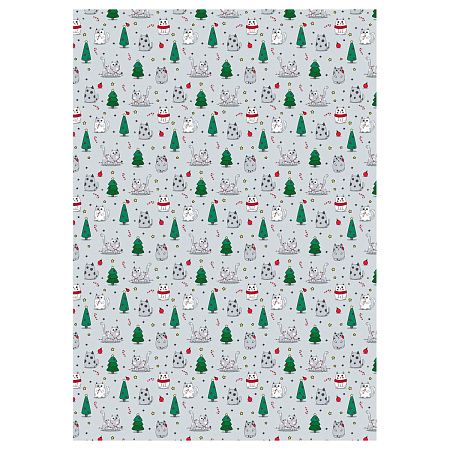 Упаковочная бумага глянц. 70*100см, MESHU "Christmas cat", 80г/м2