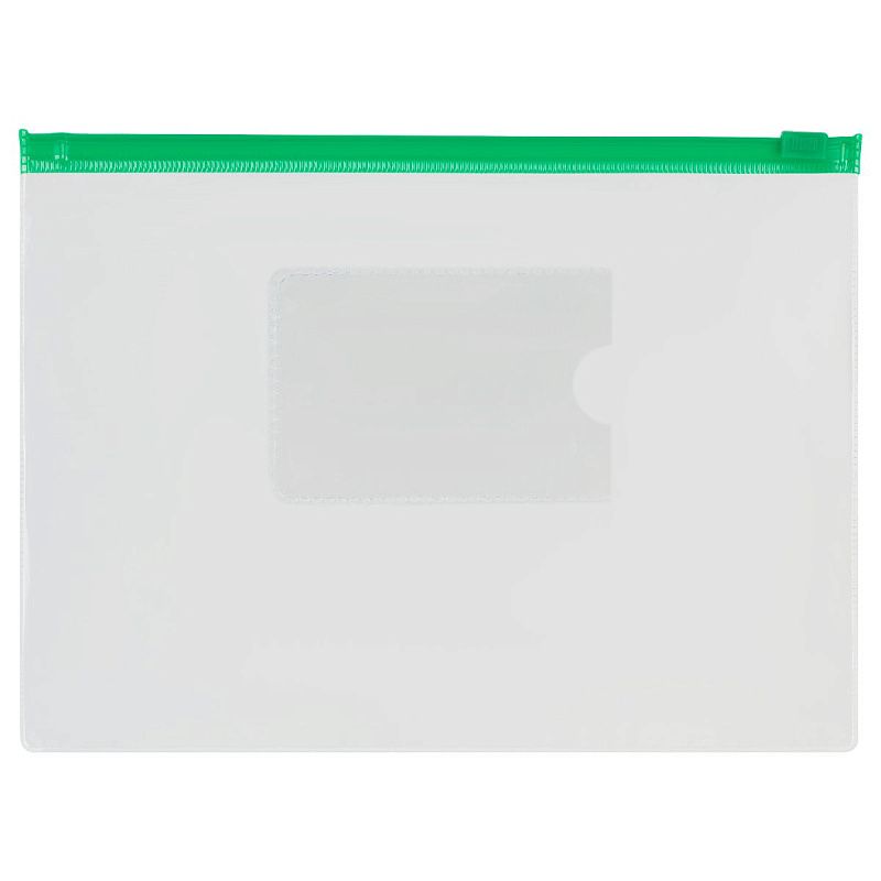 Папка-конверт на zip-молнии СТАММ В5, ПВХ, 120мкм, прозрачная, цветная молния, карман, ассорти 