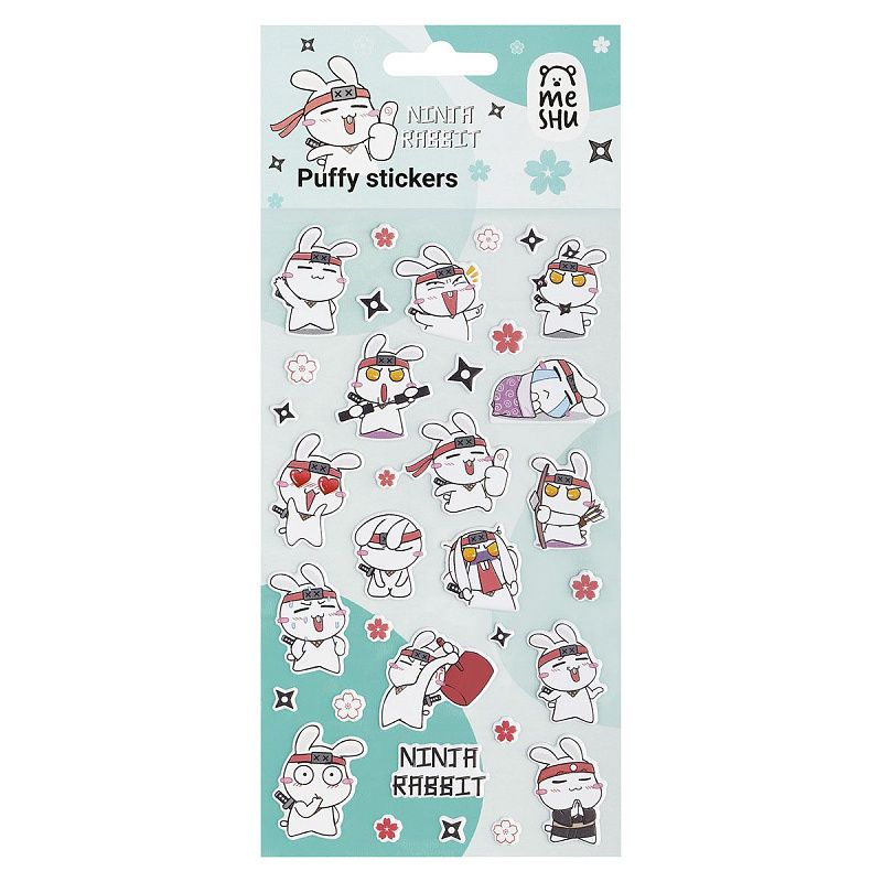 Наклейки объемные MESHU "Ninja Rabbit", 10*23см, инд. уп., европодвес