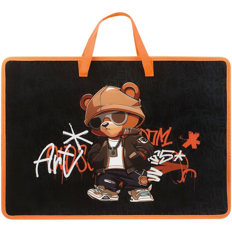 Папка для чертежей и рисунков А3 ArtSpace "Cool Bear", пластик, 85мм, на молнии 