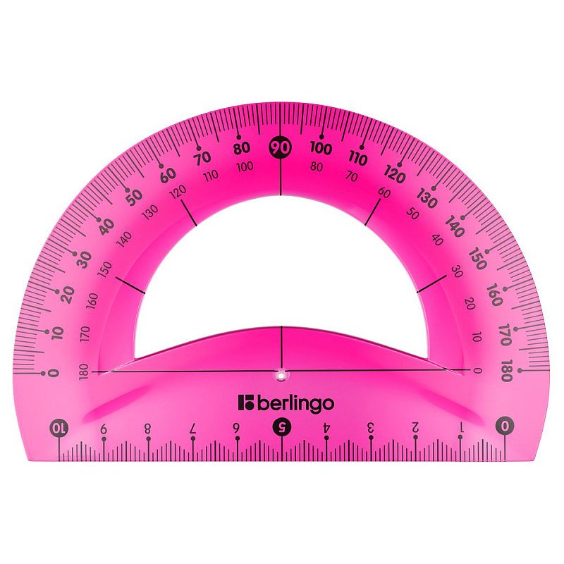 Транспортир 10см, 180° Berlingo "Flexy", пластиковый, гибкий, ассорти, европодвес 