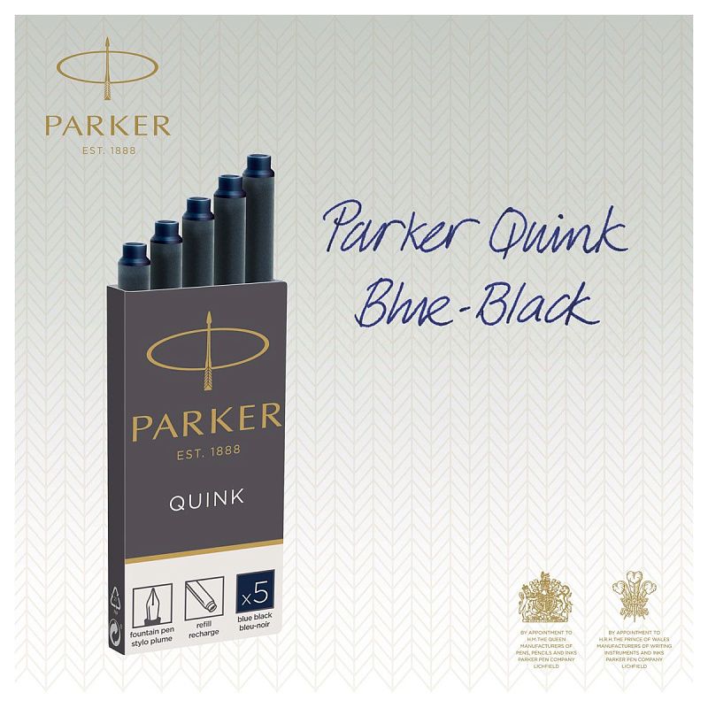 Картриджи чернильные Parker "Cartridge Quink" смываемые сине-черные, 5шт., картонная коробка 