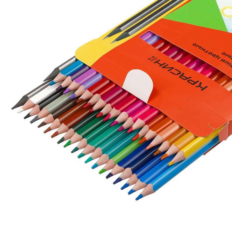 Карандаши цветные пластиковые Красин "Эволюция", 36цв.+2 ч/г HB, заточен., картон, европодвес