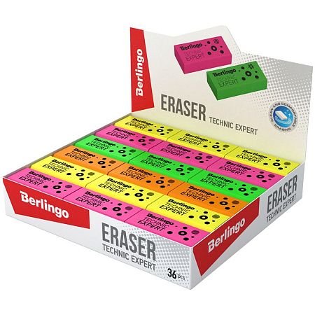 Ластик Berlingo "Technic Expert", прямоугольный, цвета ассорти, 40*18*11мм 