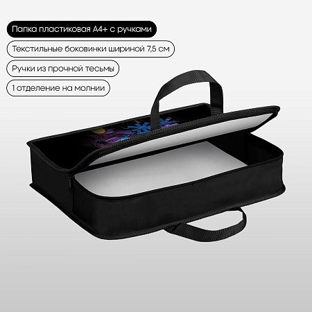 Папка с ручками 1 отделение, А4 Berlingo "Cyberpunk", 340*245*75мм, пластик, на молнии 
