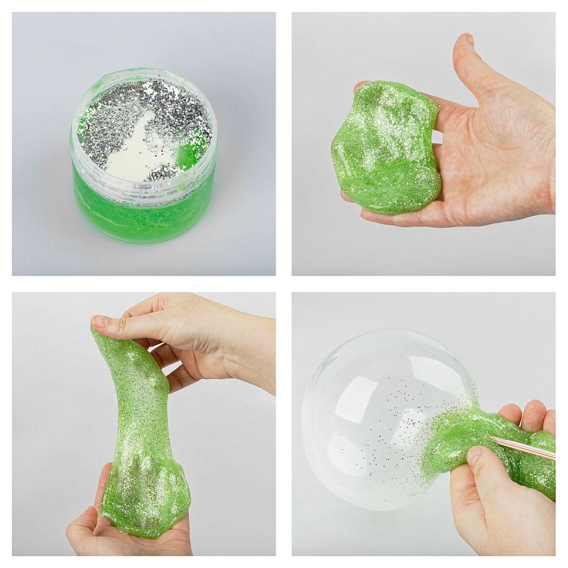 Набор для создания слайма ТРИ СОВЫ Slime party "Кото-пришельцы", зеленый, наполнение - блестки, светится в темноте, аромат бабл гам, картонная коробка