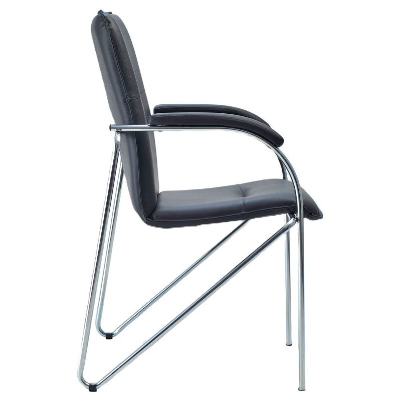 Стул Фабрикант "Самба М", DO, №350 CH, каркас металл хром, обивка кожзам черный BOX4