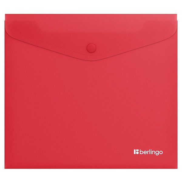 Папка-конверт на кнопке Berlingo "Soft Touch", А5+, 200мкм, софт-тач, коралловая