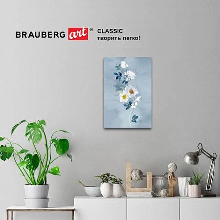 Холст на подрамнике BRAUBERG ART CLASSIC, 30х50 см, 420 г/м2, 45% хлопок 55% лен, среднее зерно, 191657