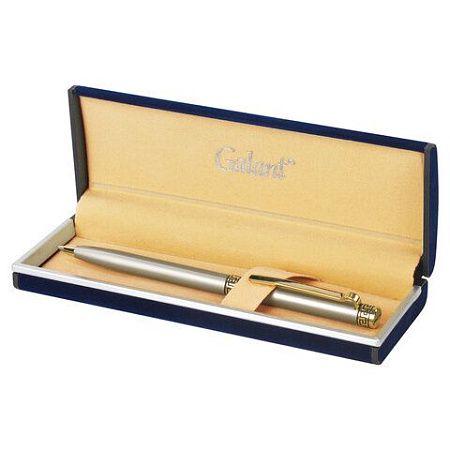 Ручка подарочная шариковая GALANT "Brigitte", тонкий корпус, серебристый, золотистые детали, пишущий узел 0,7 мм, синяя, 141009 