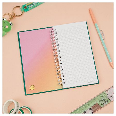 Записная книжка 95*175 мм 96л. на гребне MESHU "My cute day", матовая ламинация, твердая обложка, выборочный УФ-лак