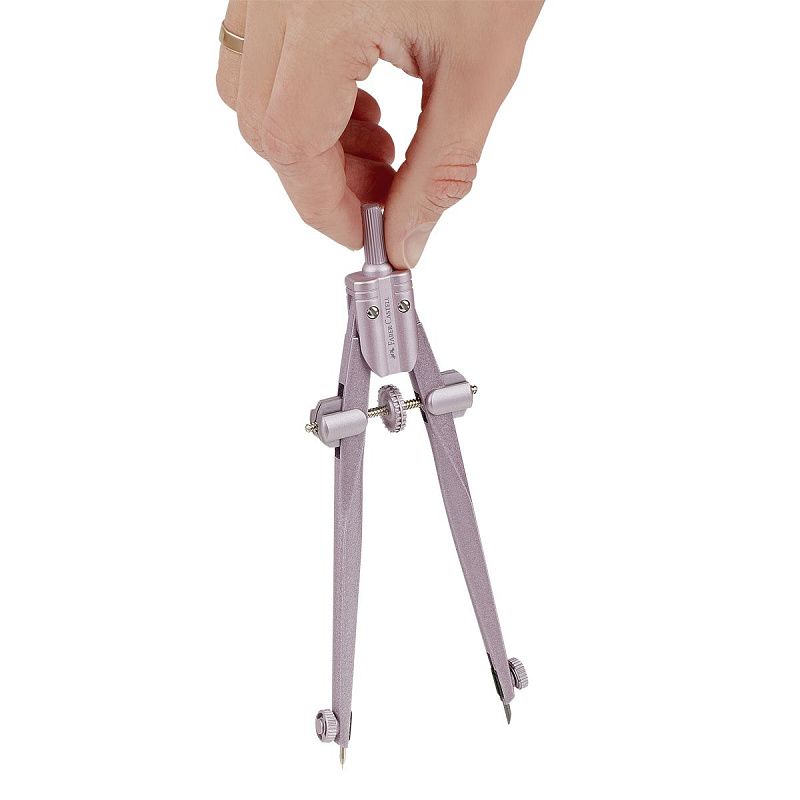 Циркуль Faber-Castell + грифели, пластиковый футляр,  цвет темно-синий., роз. золото 