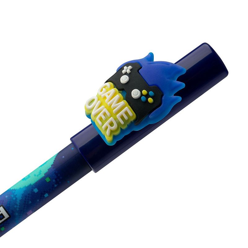 Ручка гелевая стираемая MESHU "Games" синяя, 0,5мм, корпус ассорти, с топпером 