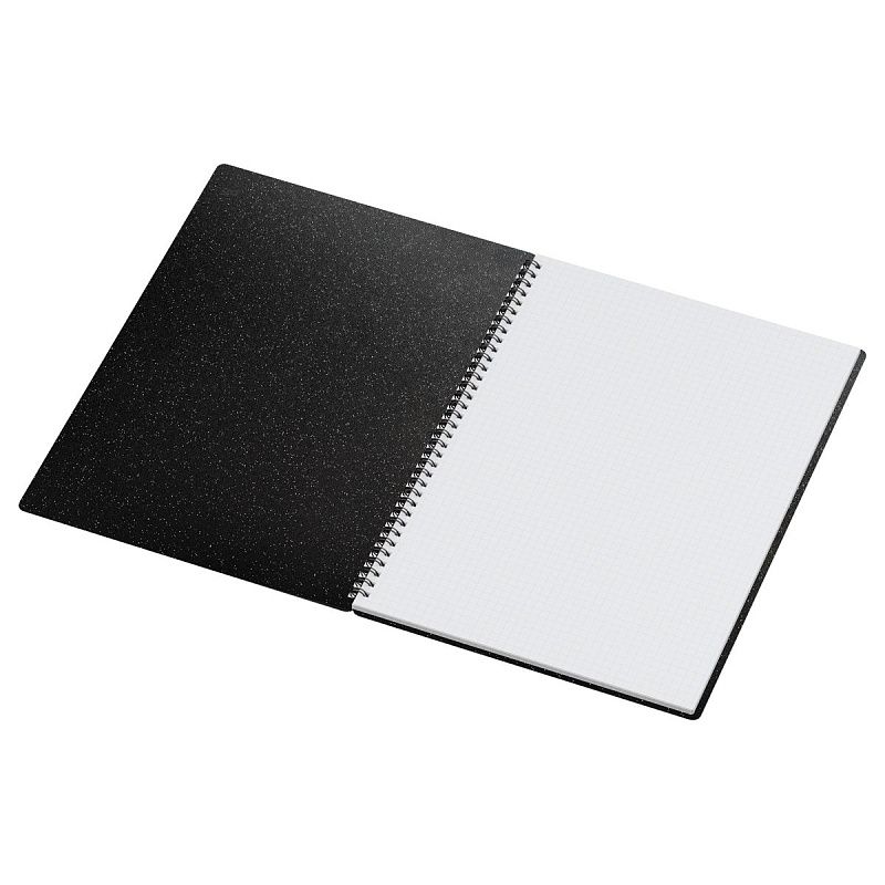 Тетрадь 80л., А4, клетка, на гребне BG "Glitter", пластиковая обложка, черный